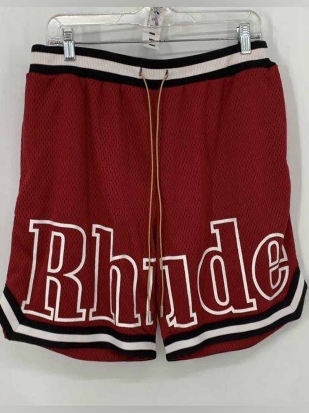 Rhude Court Logo Red Designer Shorts with pockets/athletic/drawstring/men/XL